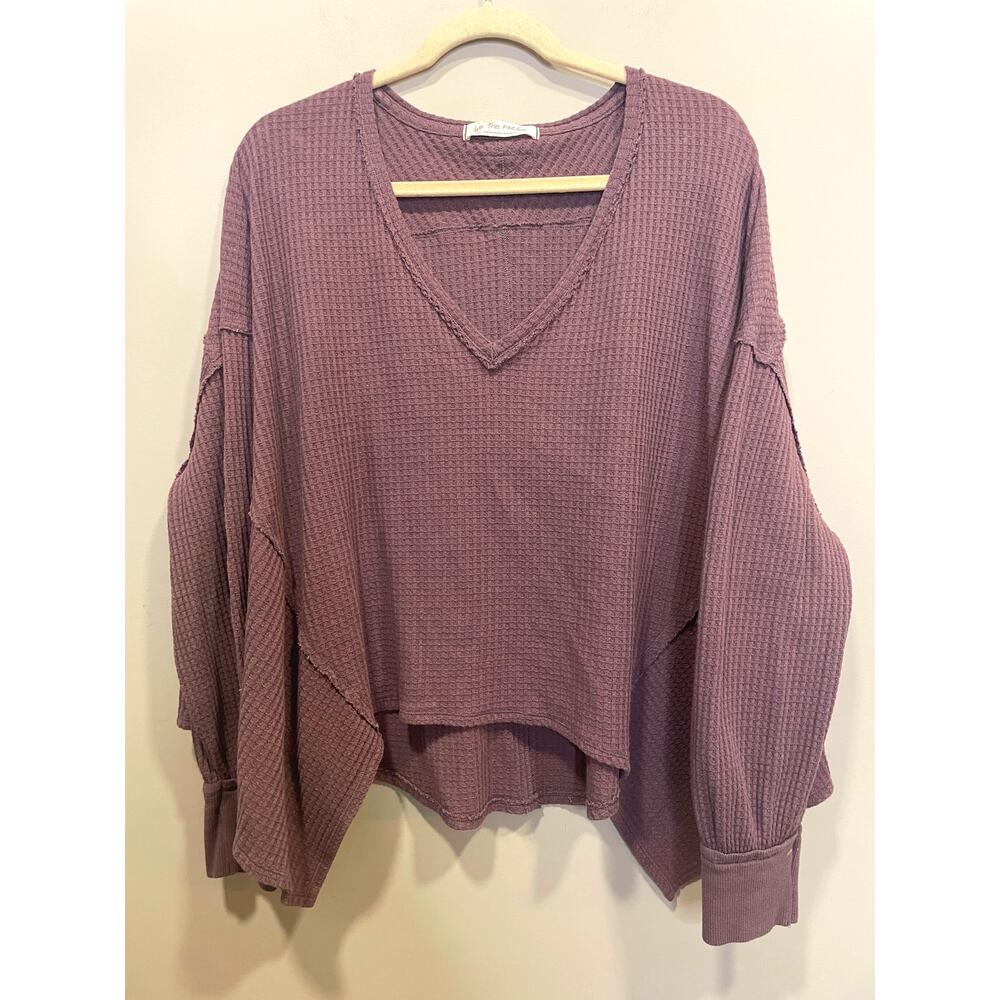 We The Free Buttercup Thermal V-neck Mauve Oversized Women's Sz Small